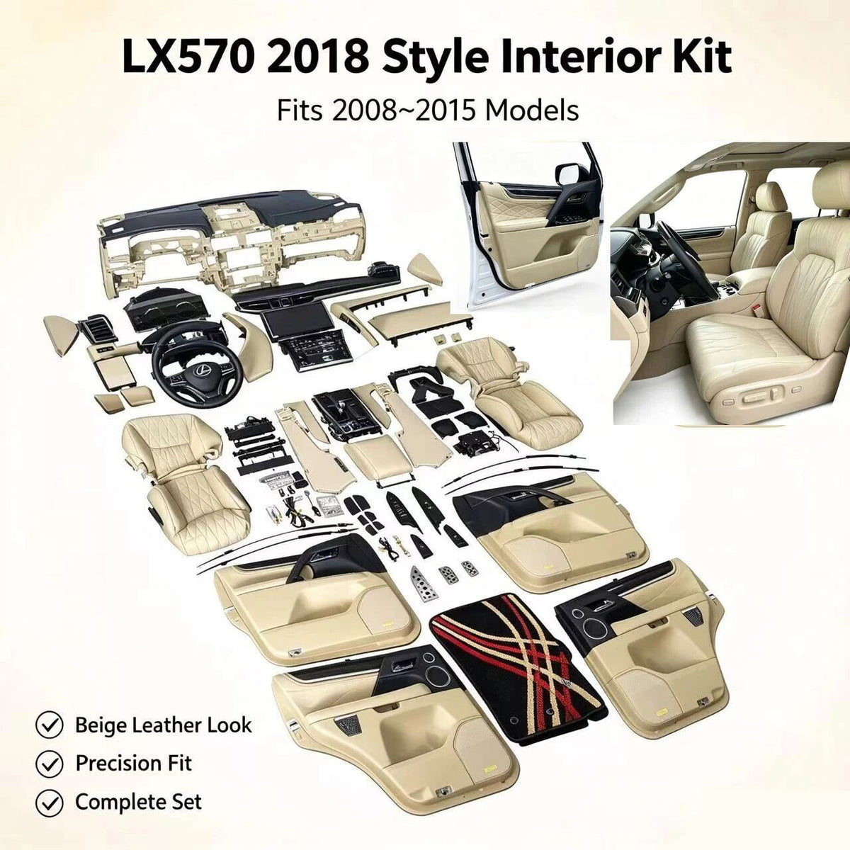 2008-2015 Upgrade 2021 LX570 Interior Kit Beige
